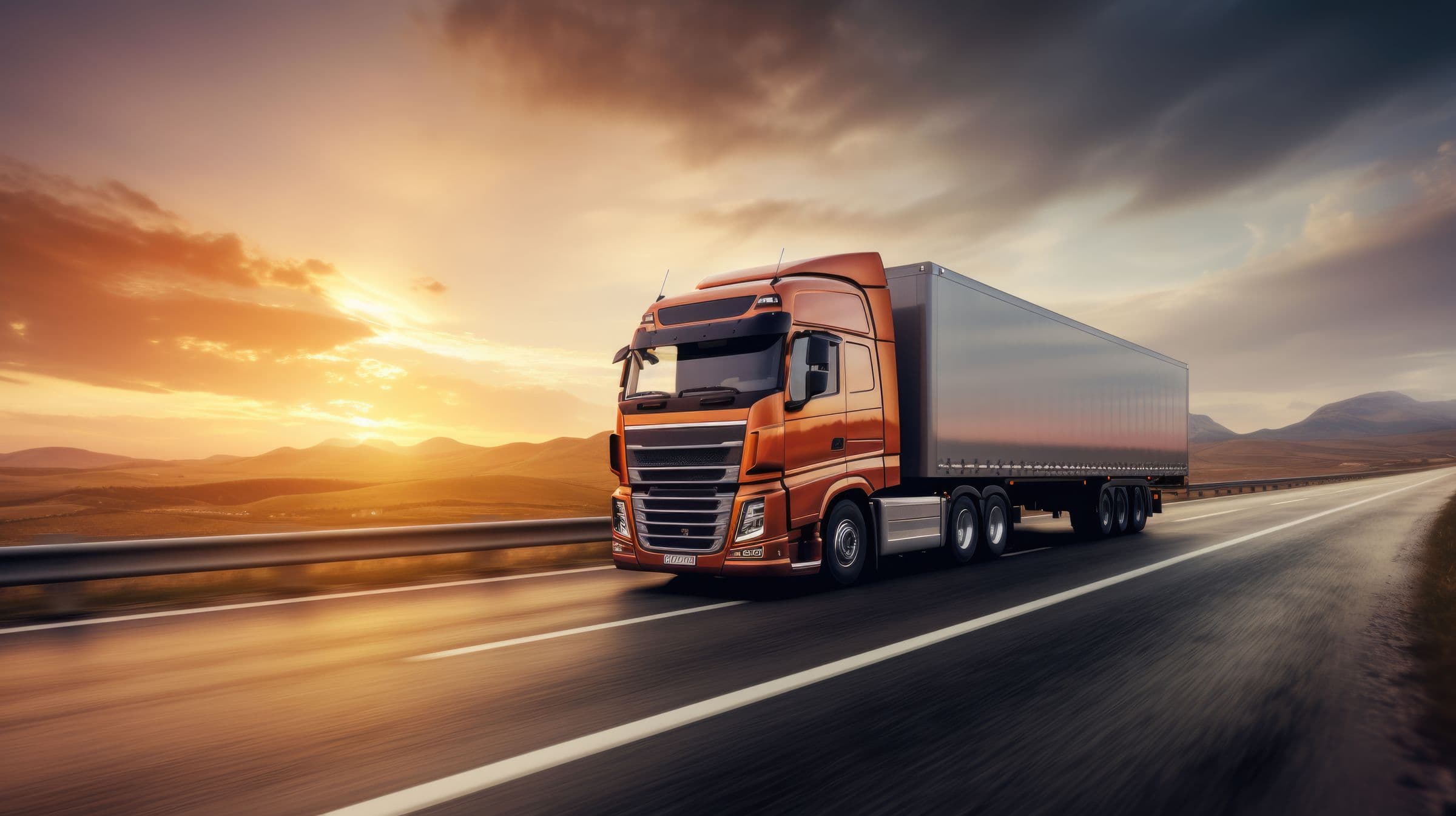 Caminhão da Global Sul em rodovia ao entardecer